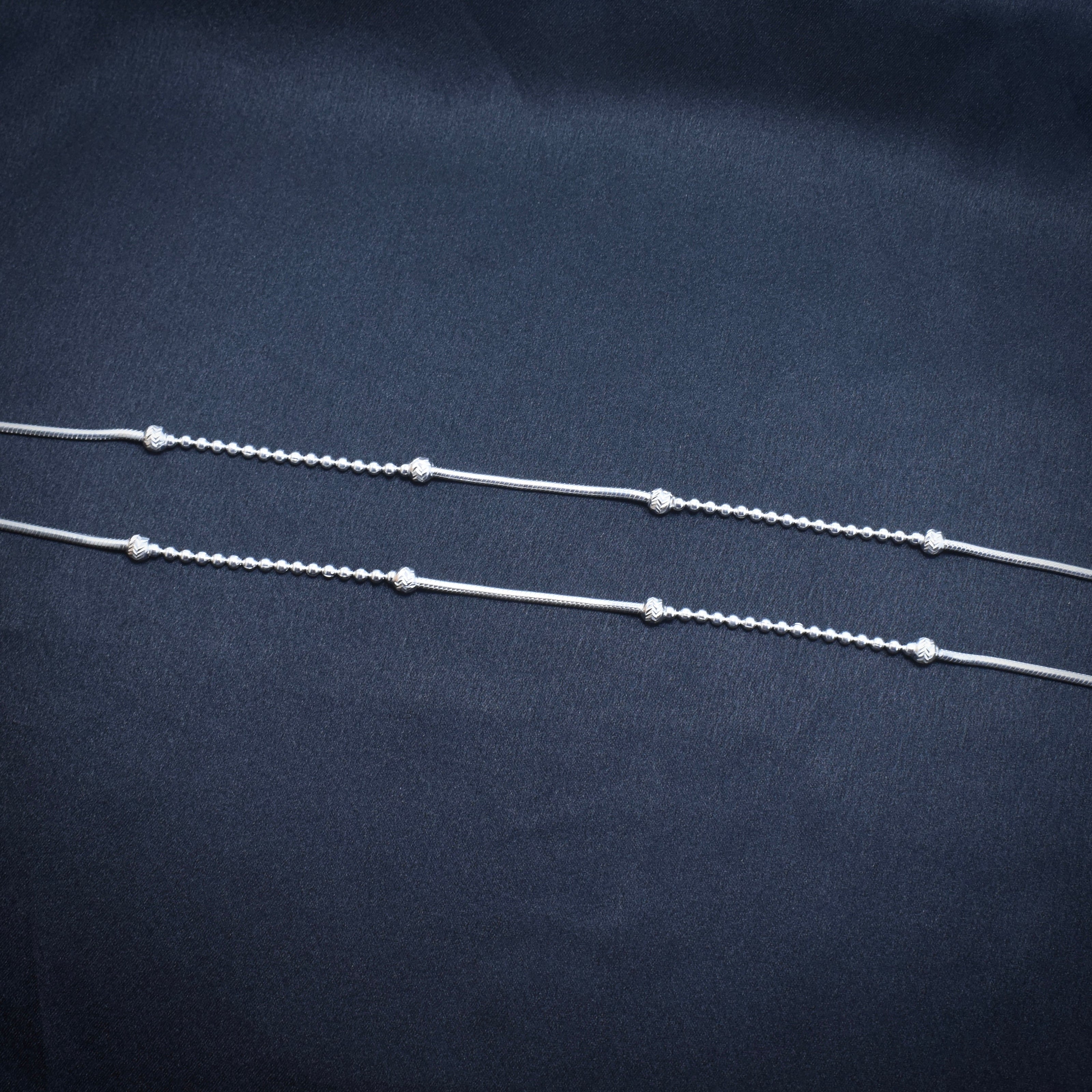 Twin Rod Antique Silver Anklet