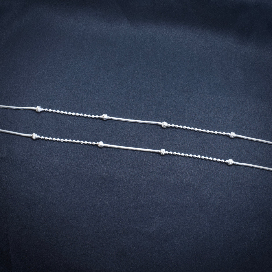 Twin Rod Antique Silver Anklet