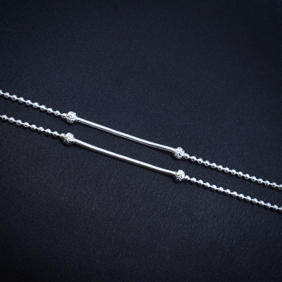 Twin Rod Antique Silver Anklet