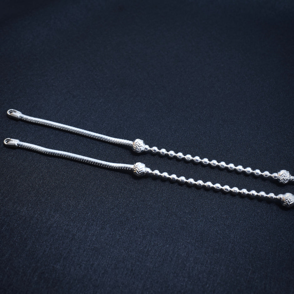 Twin Rod Antique Silver Anklet