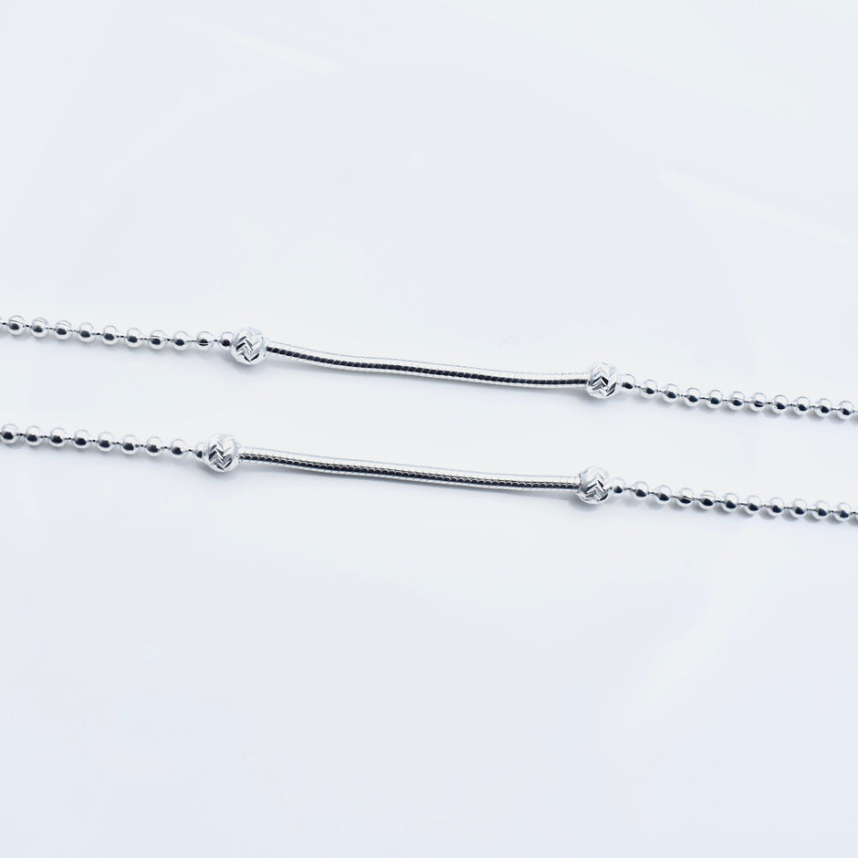 Twin Rod Antique Silver Anklet