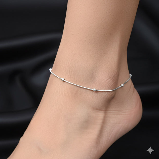 Twin Rod Antique Silver Anklet