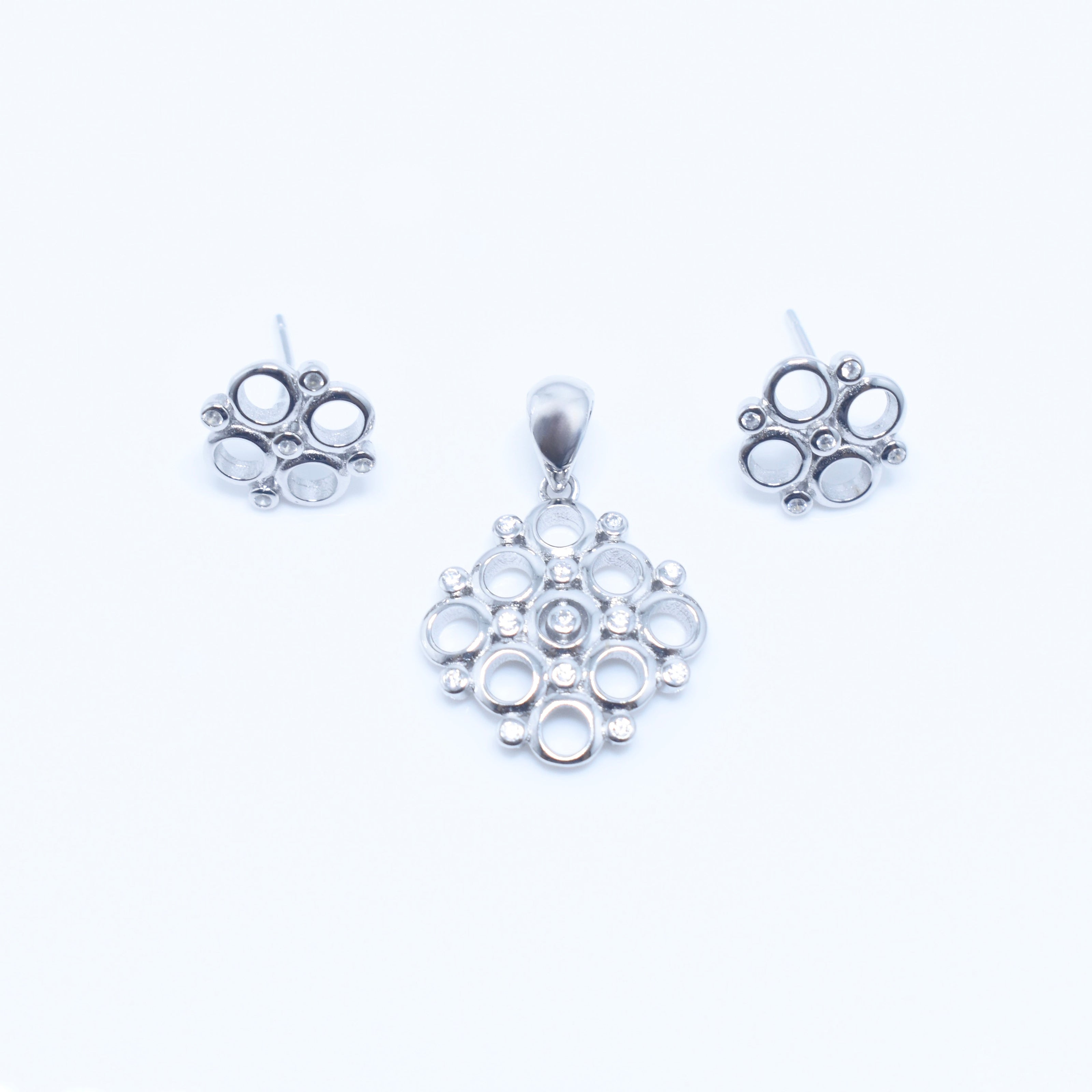 Bubble Cluster Silver Pendant Set