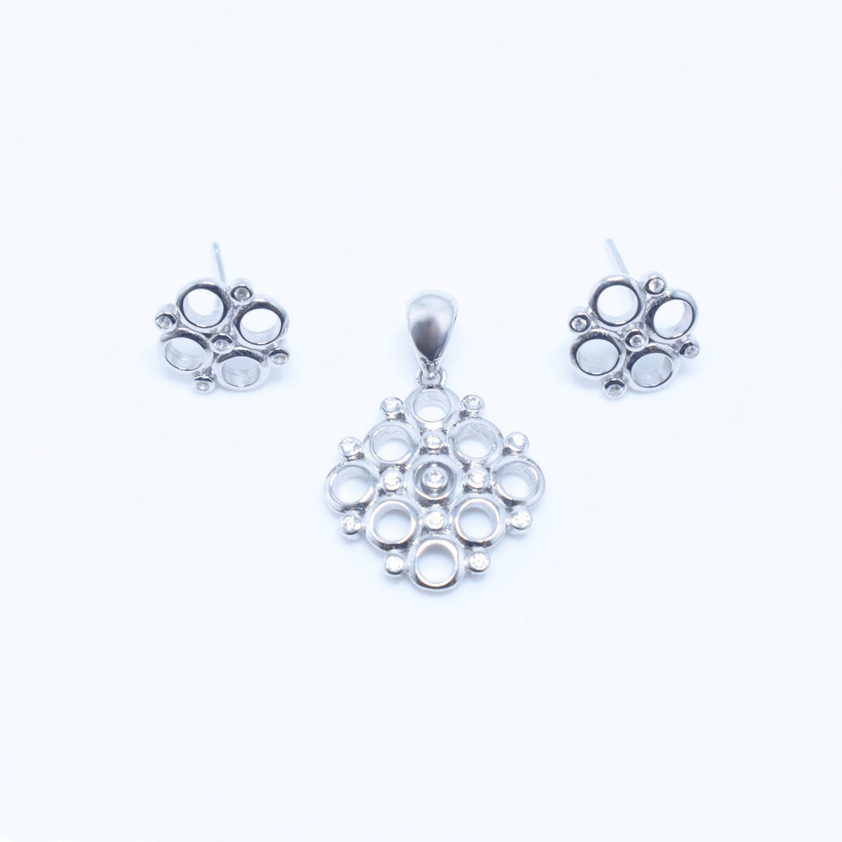 Bubble Cluster Silver Pendant Set