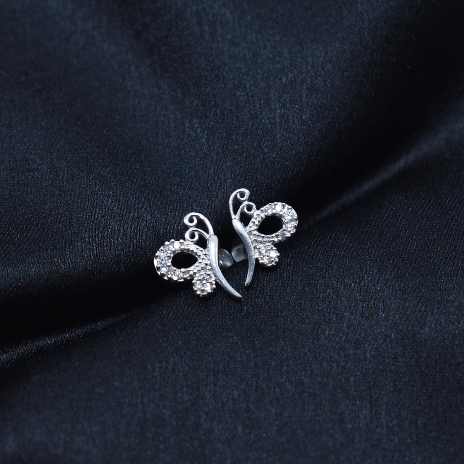 Butterfly Silver Stud Earrings