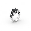 Black Baguette Stone Silver Ring