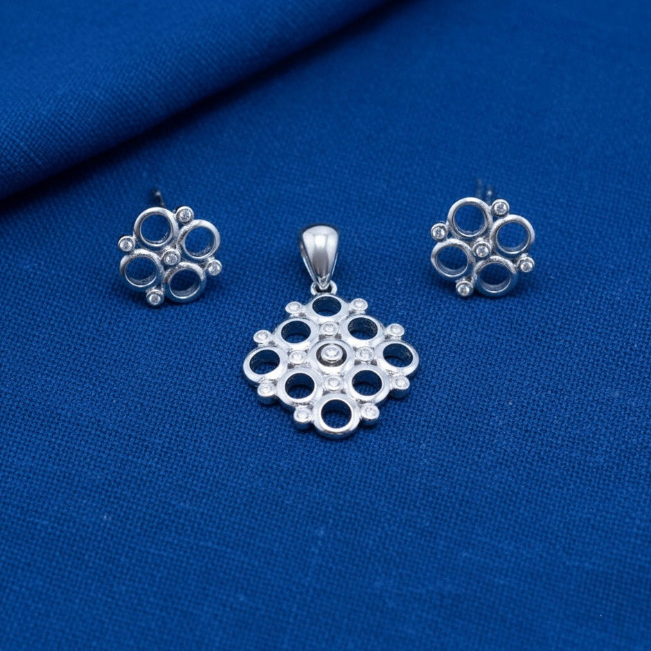 Bubble Cluster Silver Pendant Set