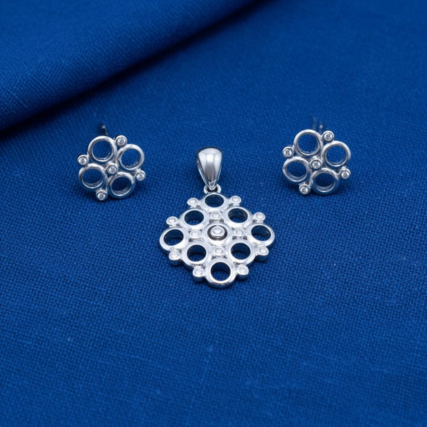 Bubble Cluster Silver Pendant Set