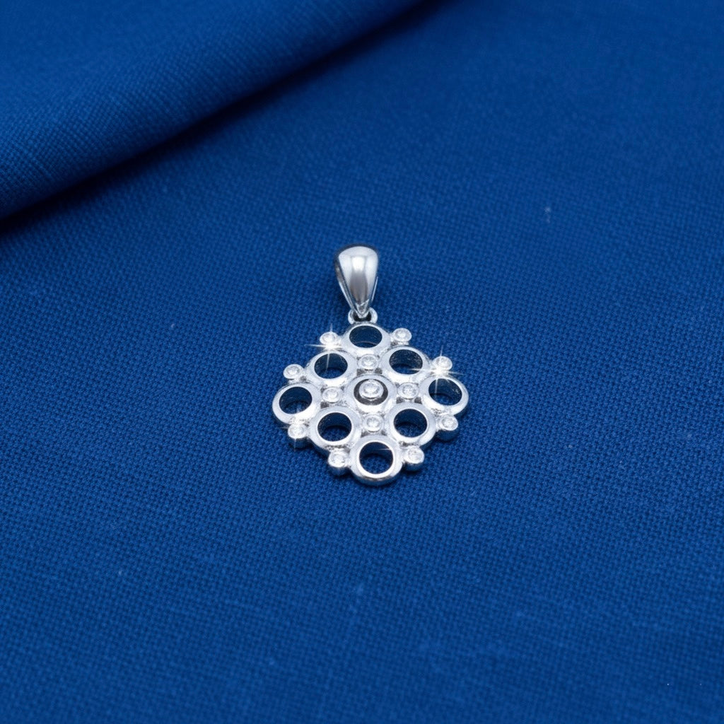 Geometric Circle Pendant Set with Chain and Earrings