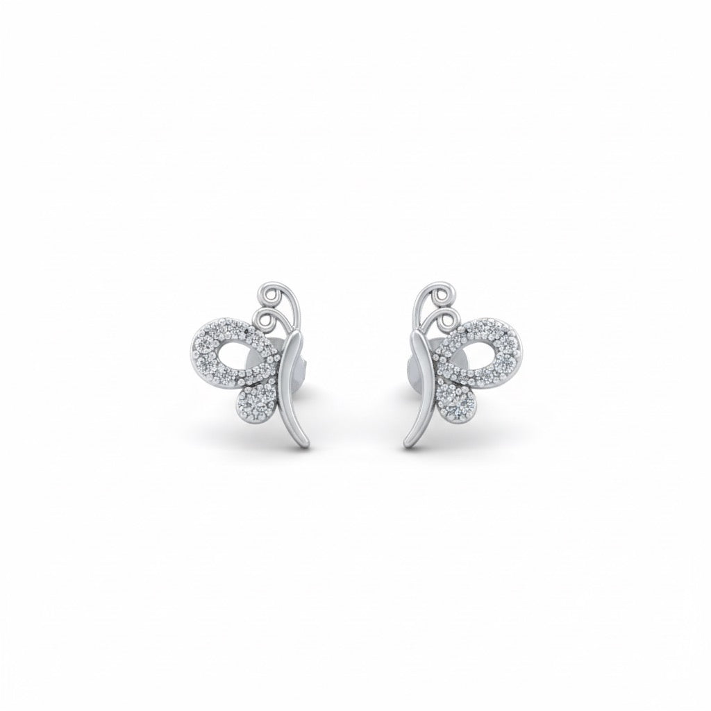 Butterfly Silver Stud Earrings
