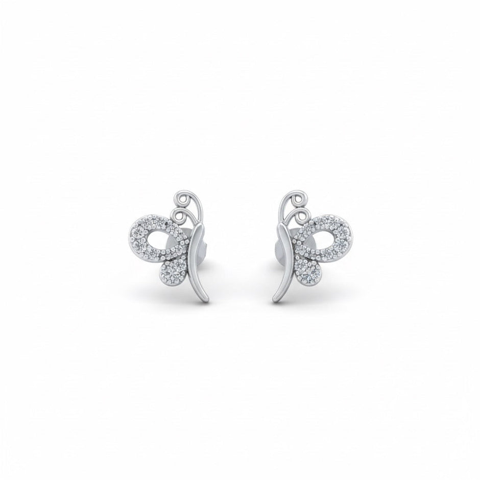 Butterfly Silver Stud Earrings