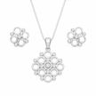 Geometric Circle Pendant Set with Chain and Earrings