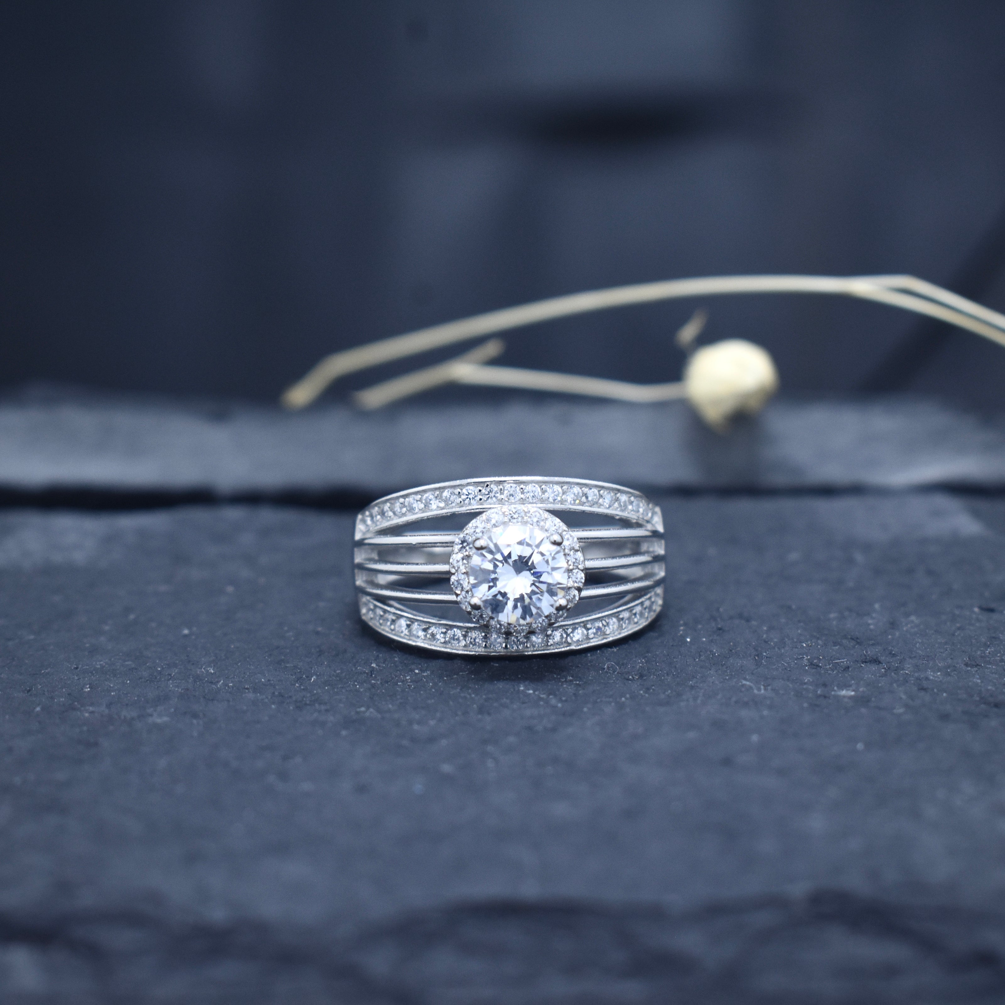 Diamond Halo Multi-Band Ring