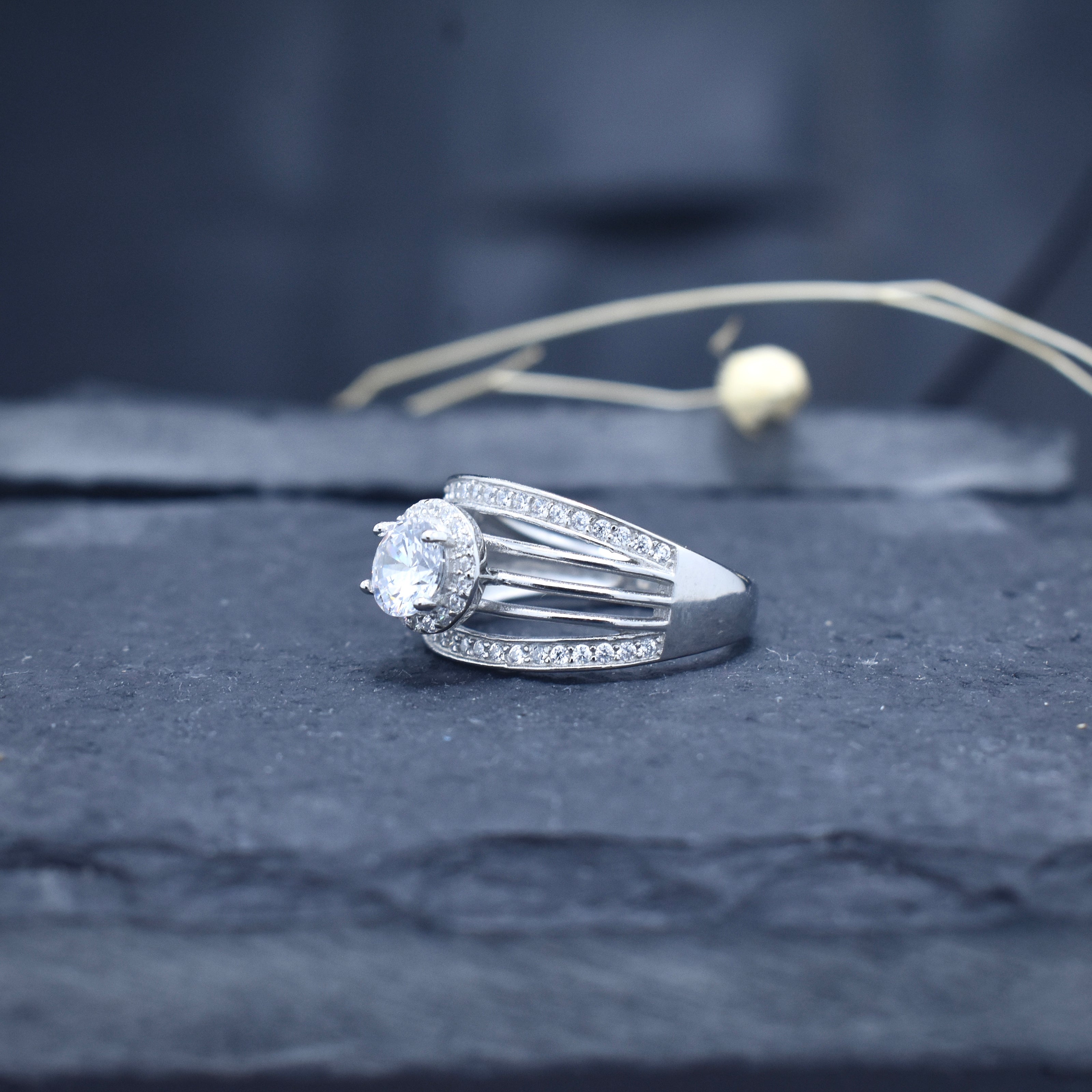 Diamond Halo Multi-Band Ring