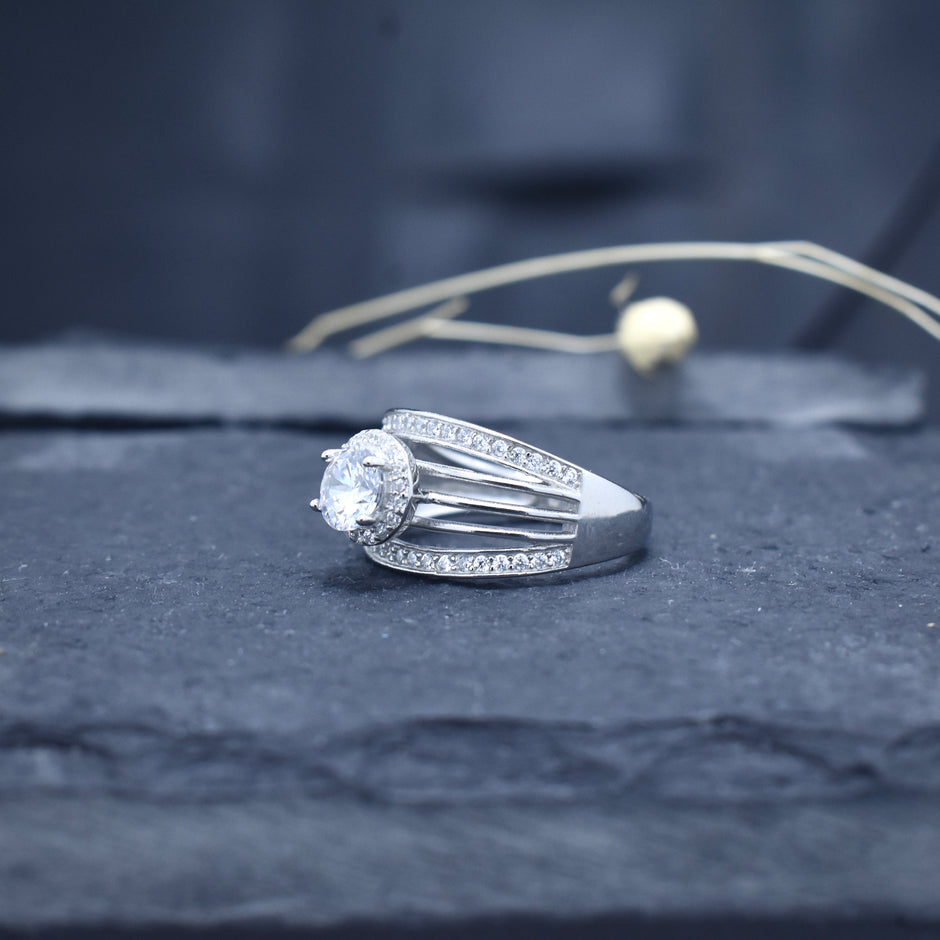 Diamond Halo Multi-Band Ring