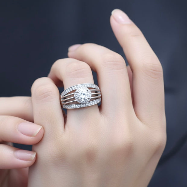 Diamond Halo Multi-Band Ring