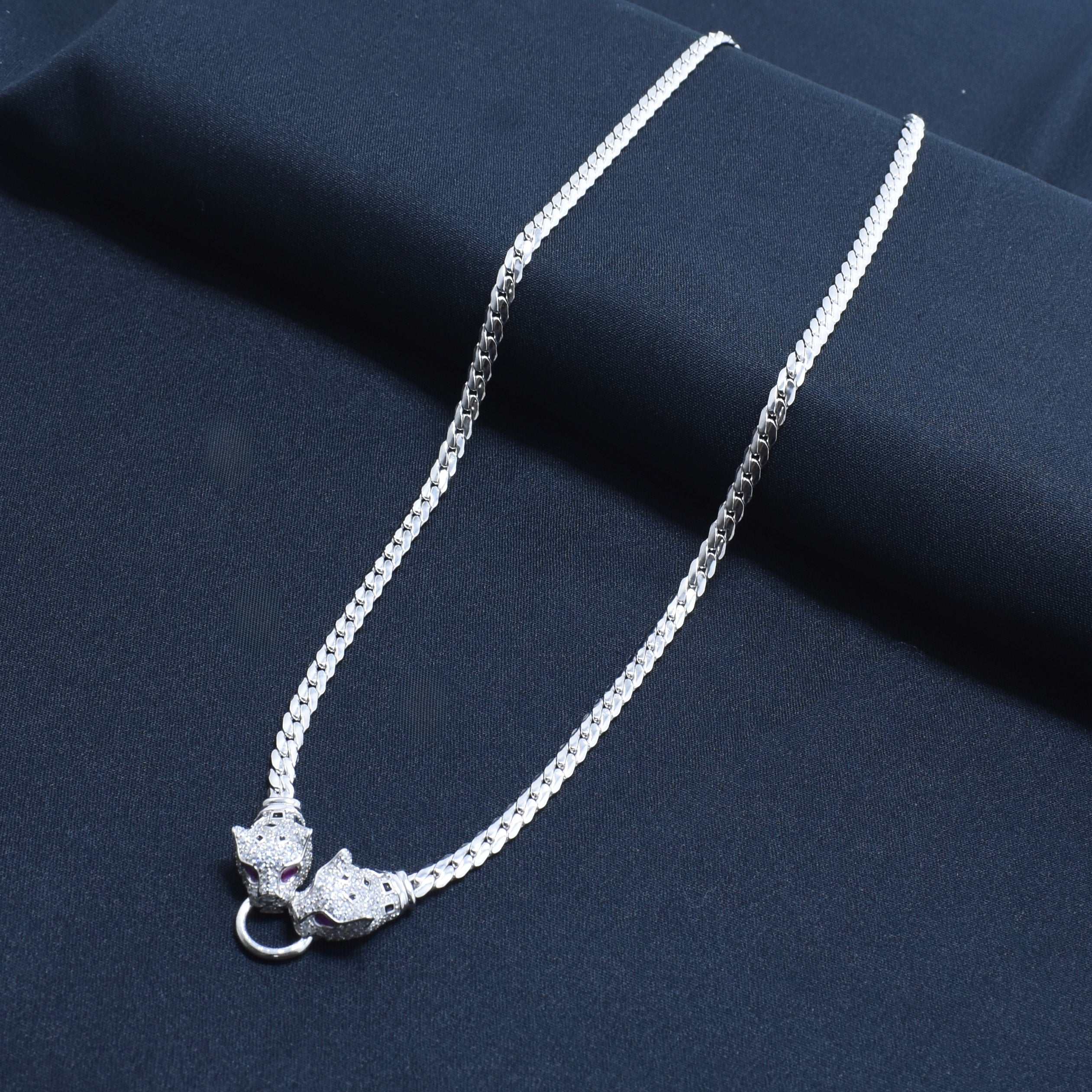 Panther Head Silver Chain