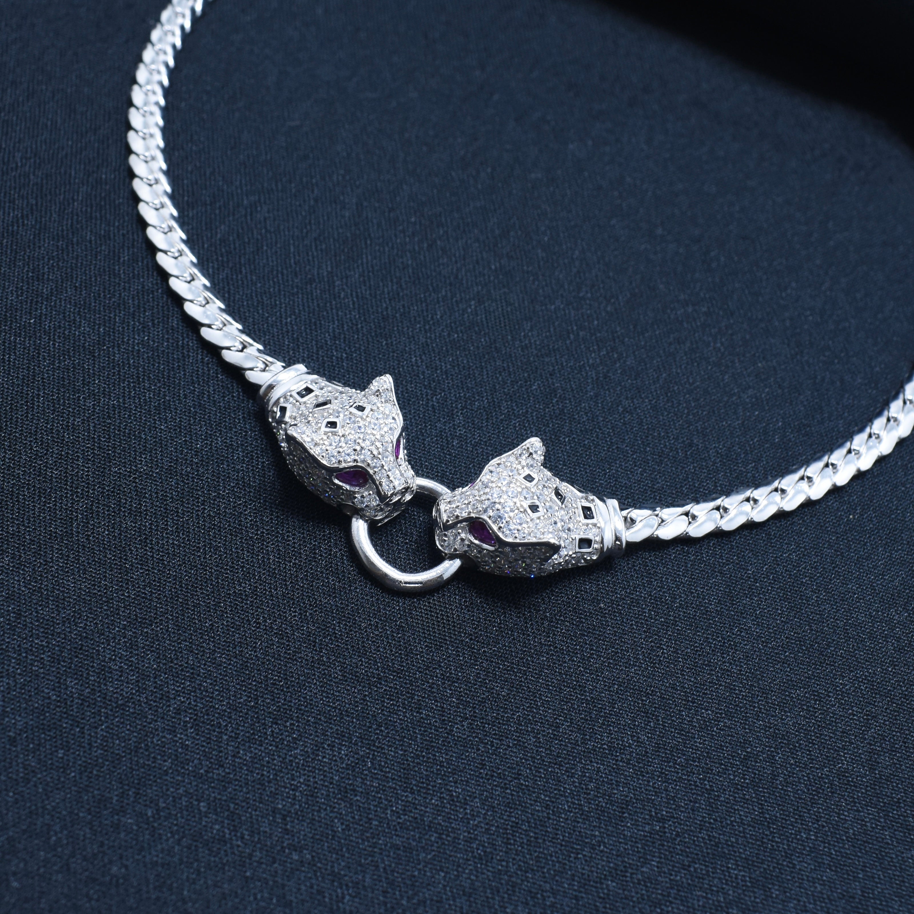 Panther Head Silver Chain