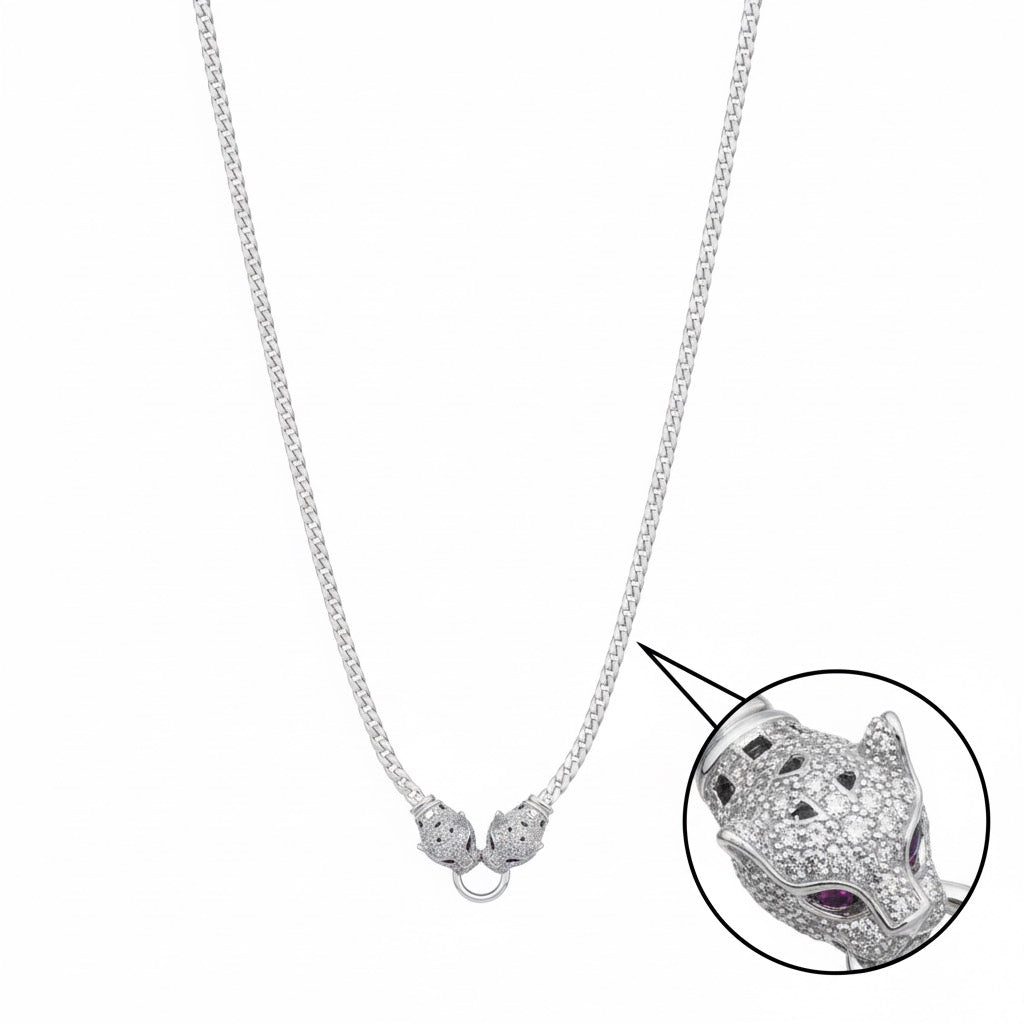 Panther Head Silver Chain