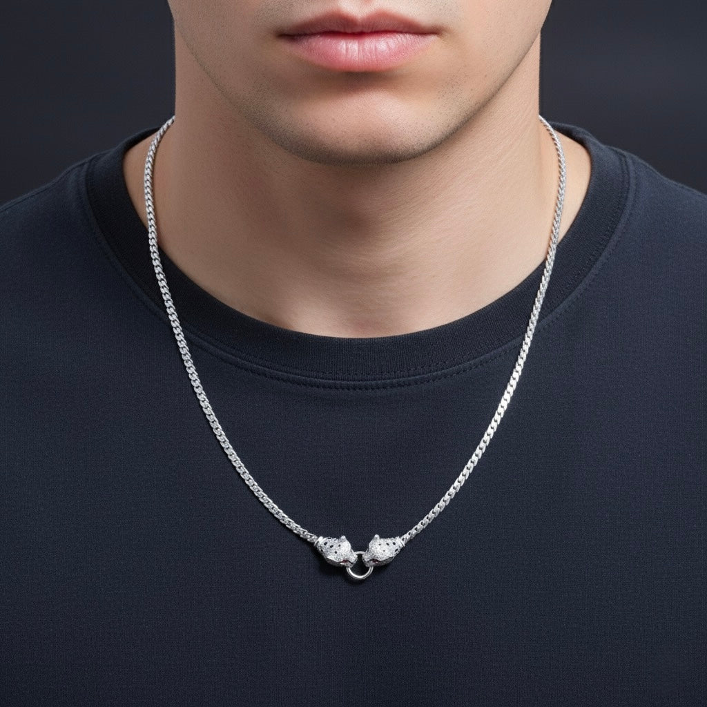 Panther Head Silver Chain