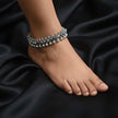 Red Stone Border Antique Silver Anklet