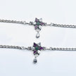 Floral Link Antique Silver Anklet