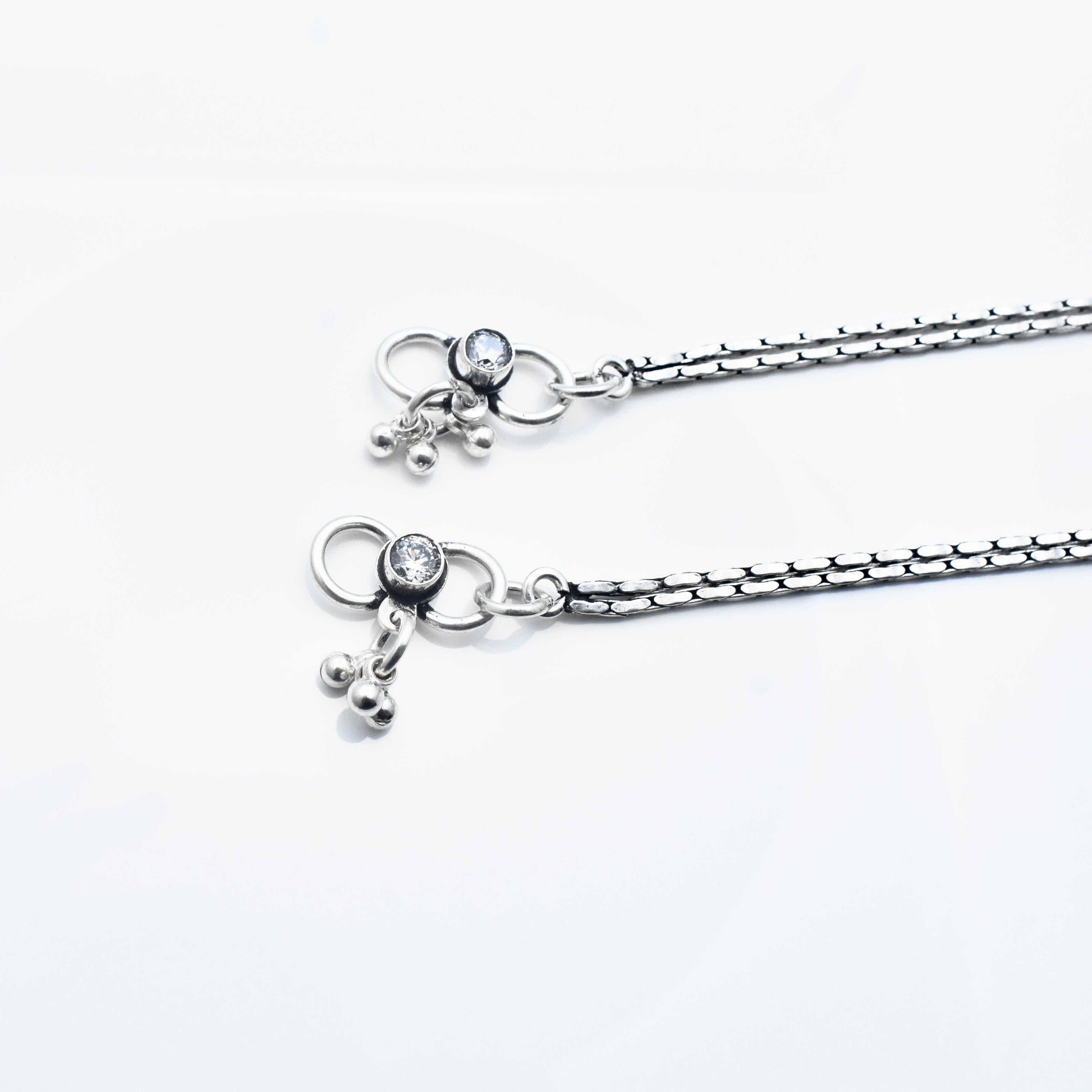 Floral Link Antique Silver Anklet