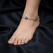 Floral Link Antique Silver Anklet