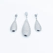 Lined Oval Silver Pendant Set