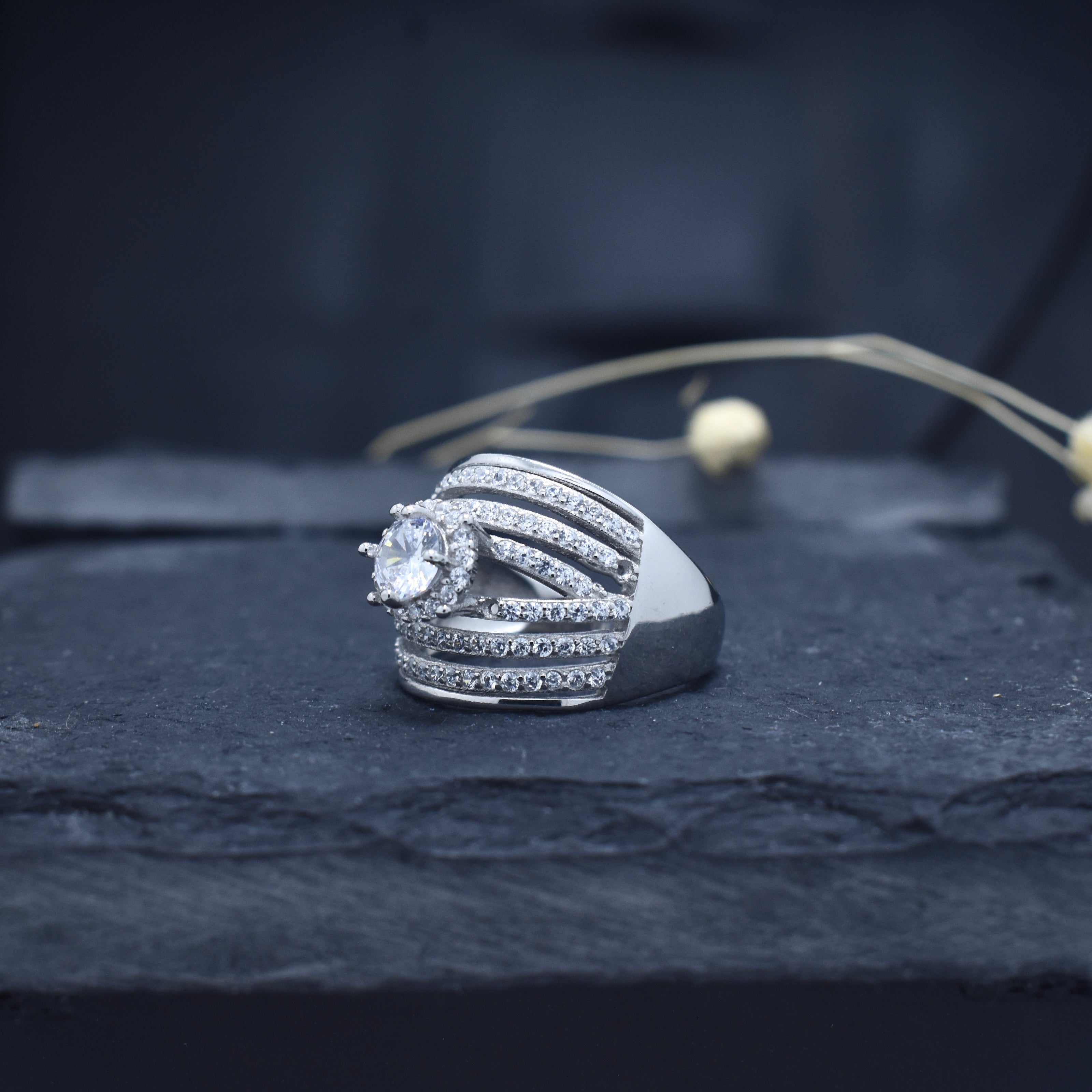 Multi Layer Diamond Halo Ring
