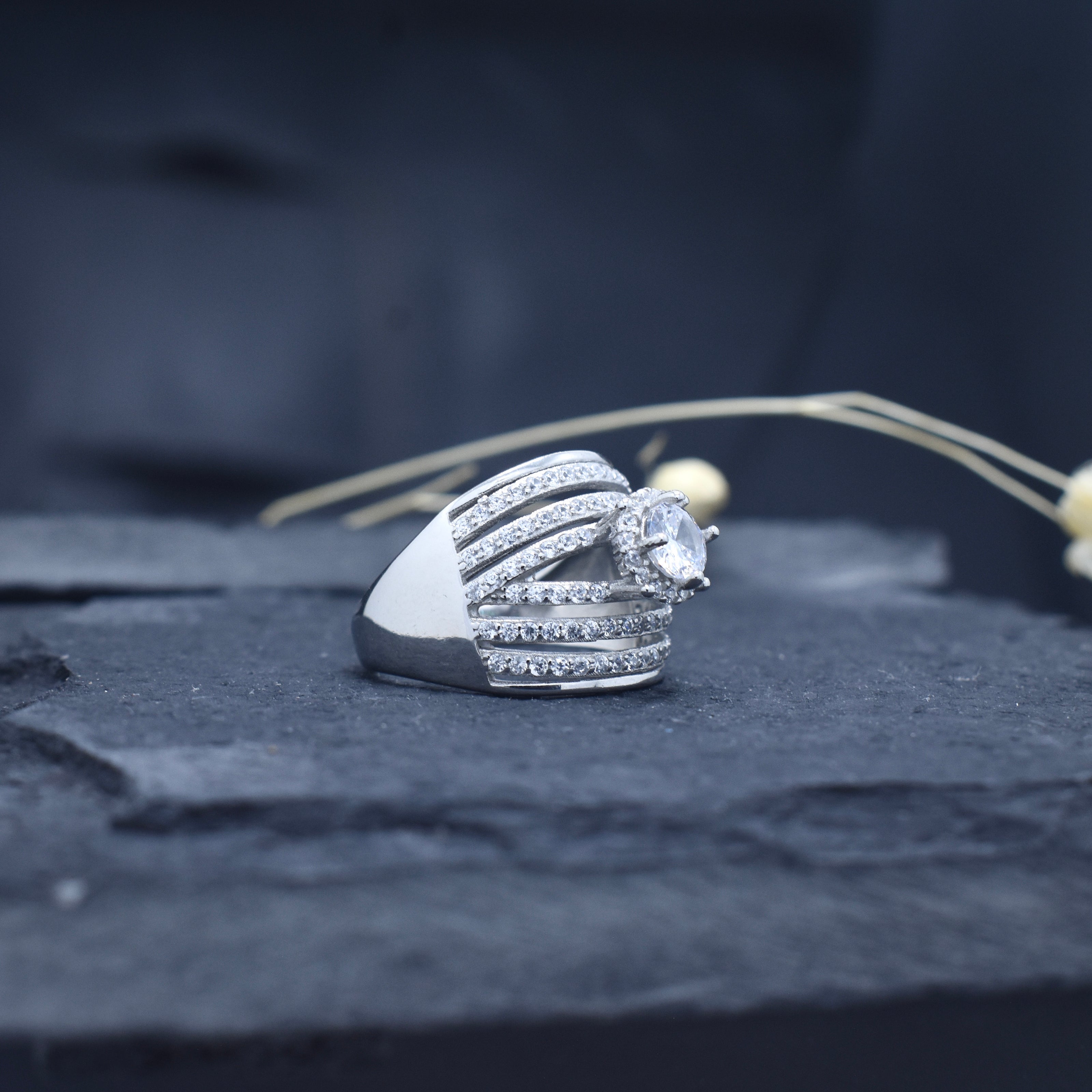 Multi Layer Diamond Halo Ring