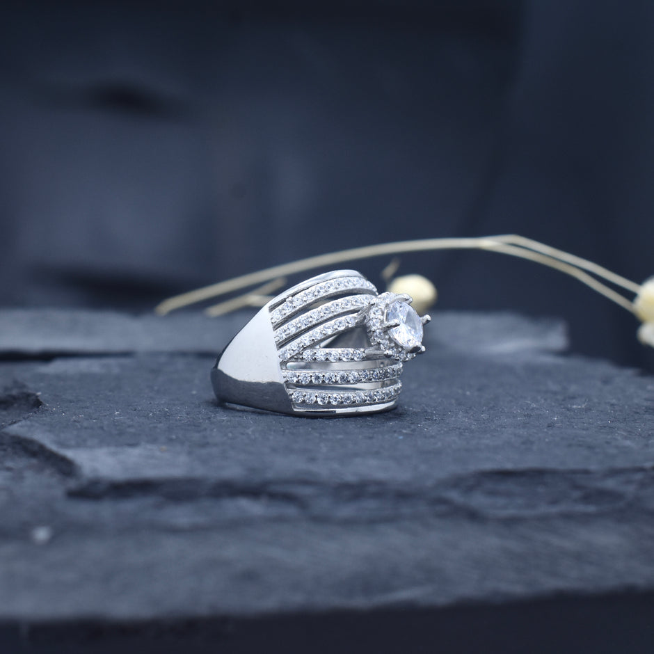 Multi Layer Diamond Halo Ring