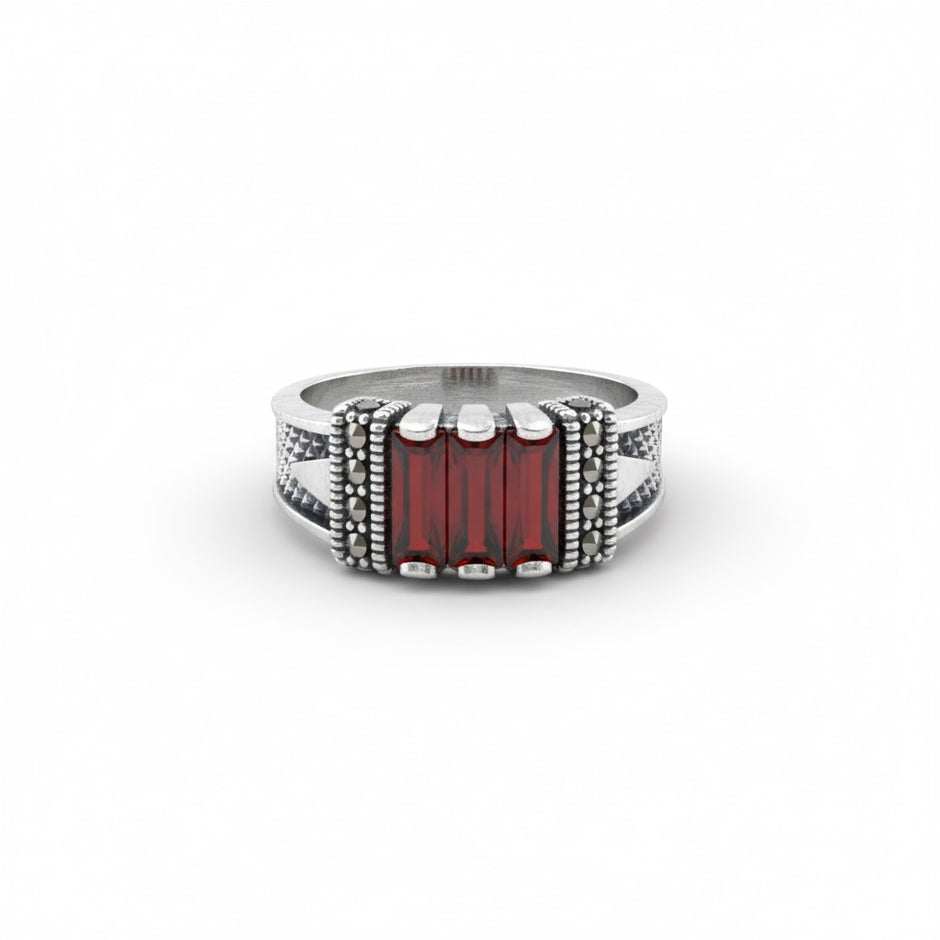 Triple-Ruby Turkish Signet Ring