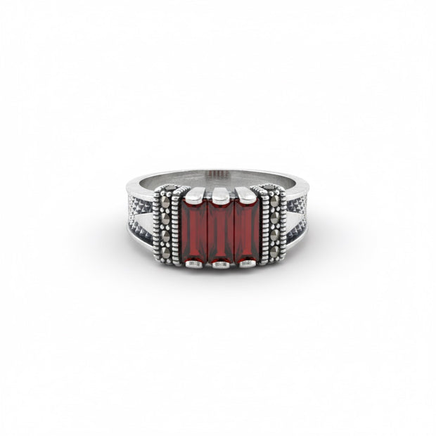 Triple-Ruby Turkish Signet Ring