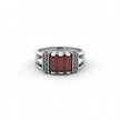 Antique Silver Maroon Groove Band ring