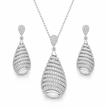Teardrop CZ Pendant Set with Chain and Earrings