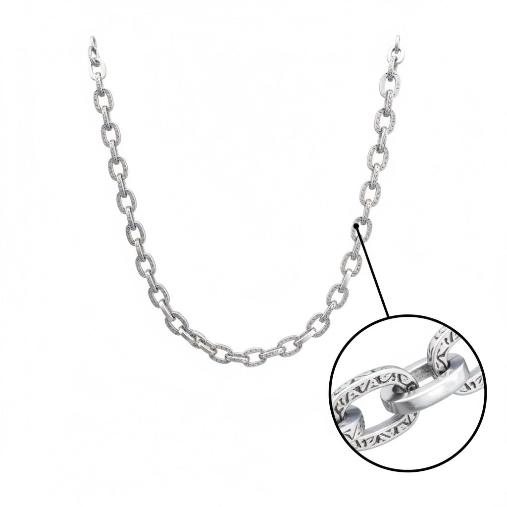 Bold Engraved Link Silver Chain