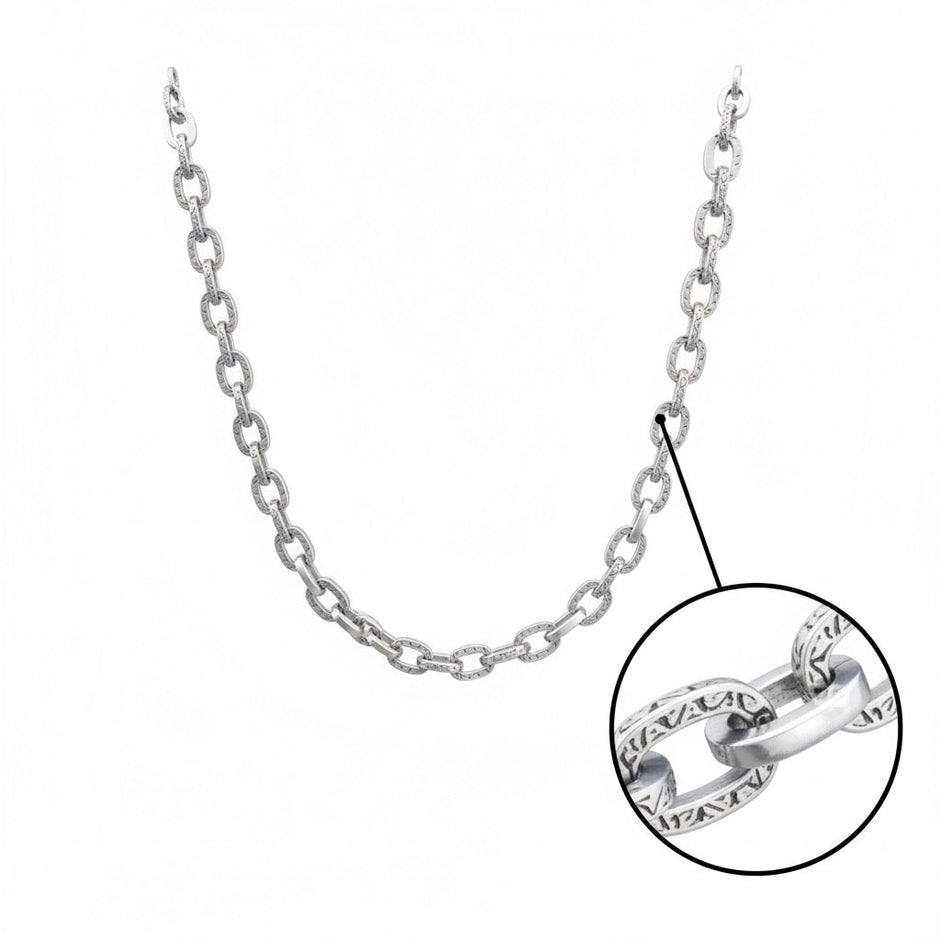 Bold Engraved Link Silver Chain