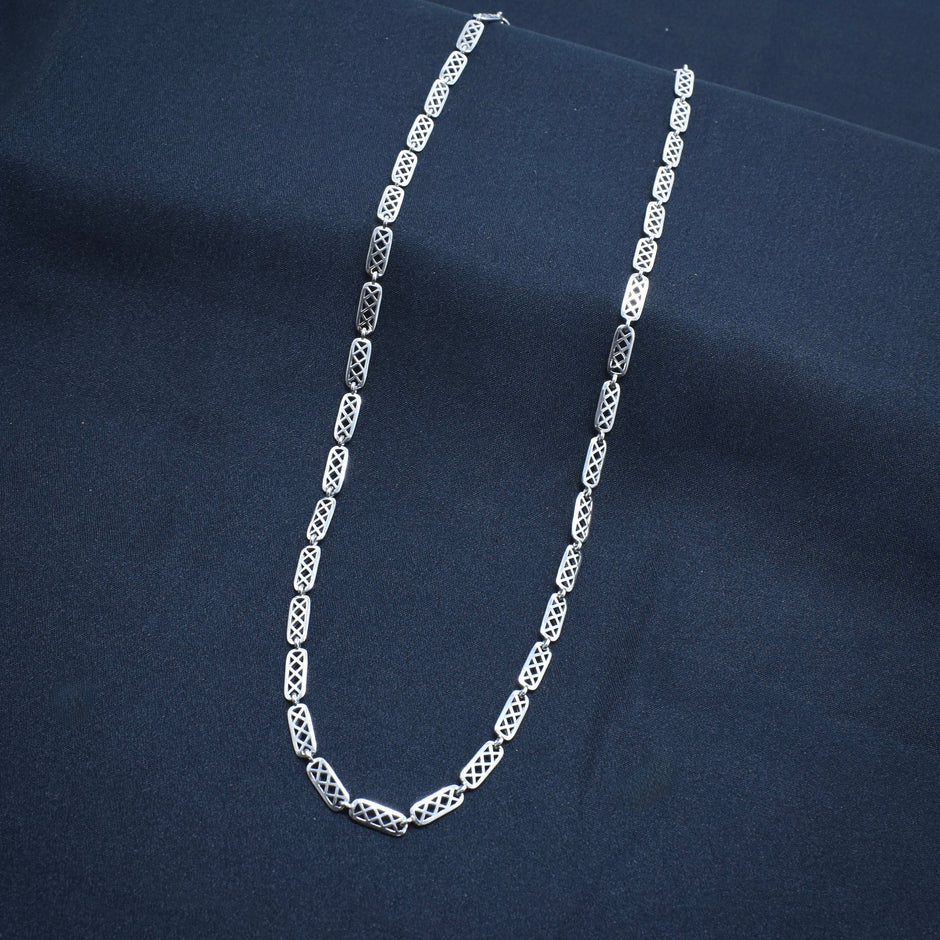 Honeycomb Carved Silver Chain
