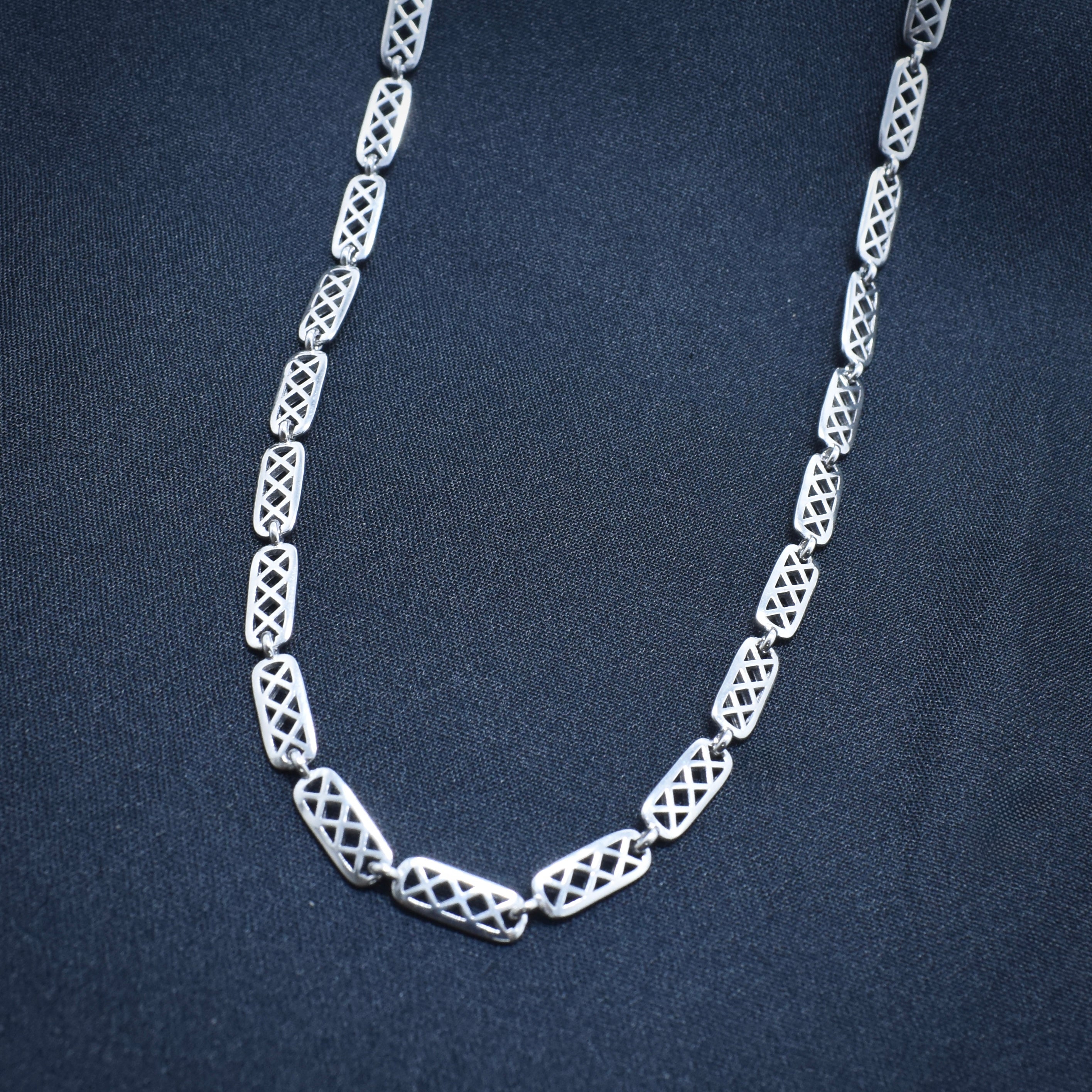 Honeycomb Carved Silver Chain