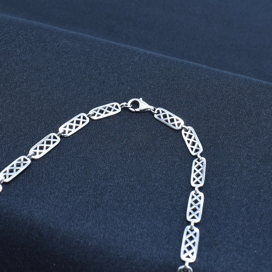 Honeycomb Carved Silver Chain