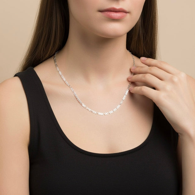 Sparkle Dot Round Silver Chain