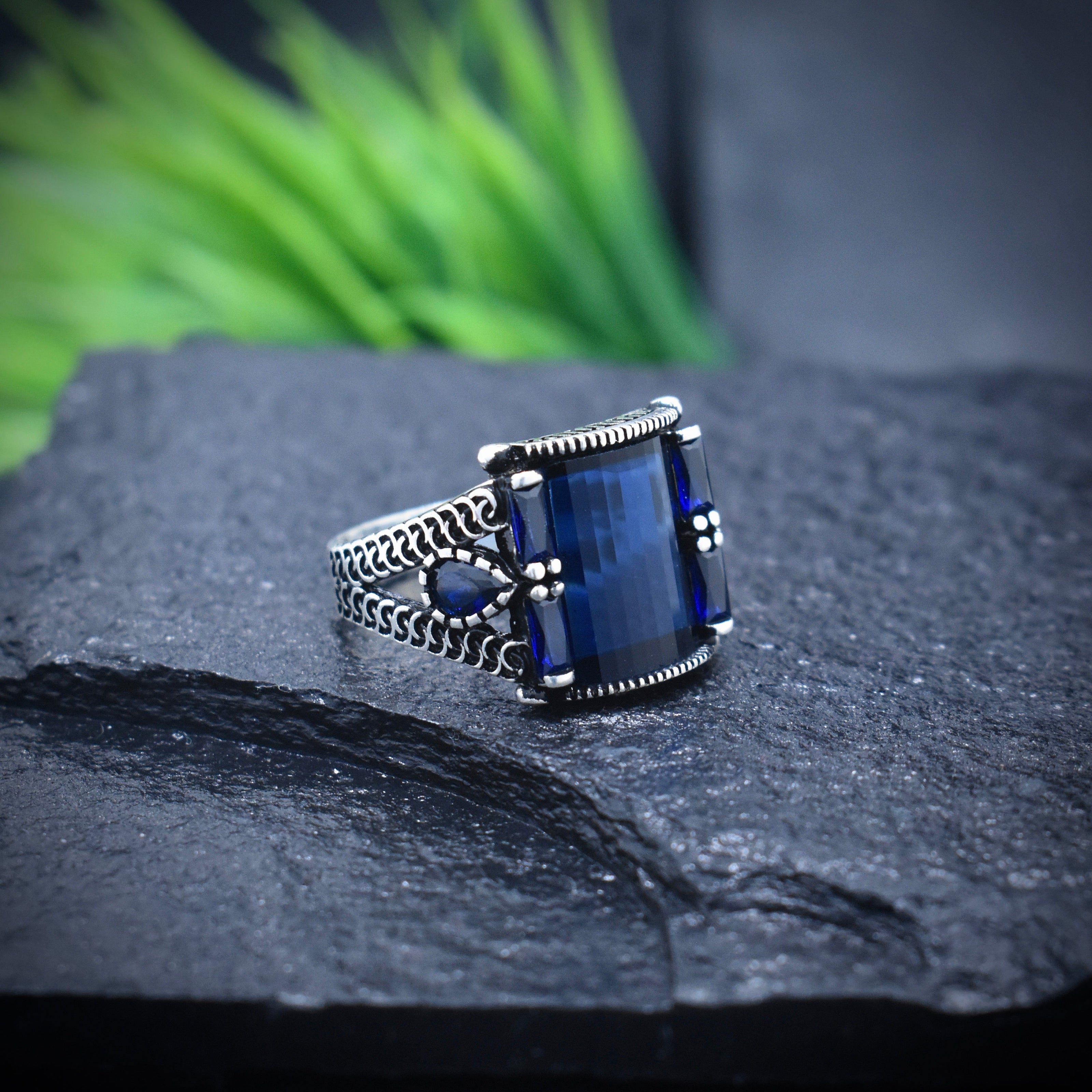 Regal Blue Stone Silver Ring