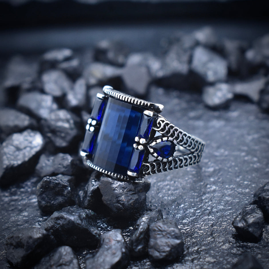 Regal Blue Stone Silver Ring