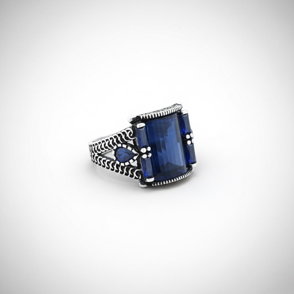 Regal Blue Stone Silver Ring