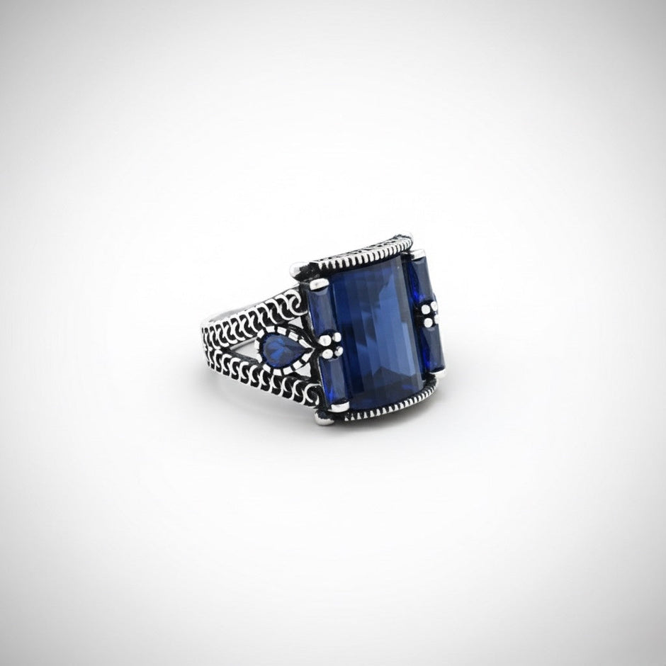 Regal Blue Stone Silver Ring