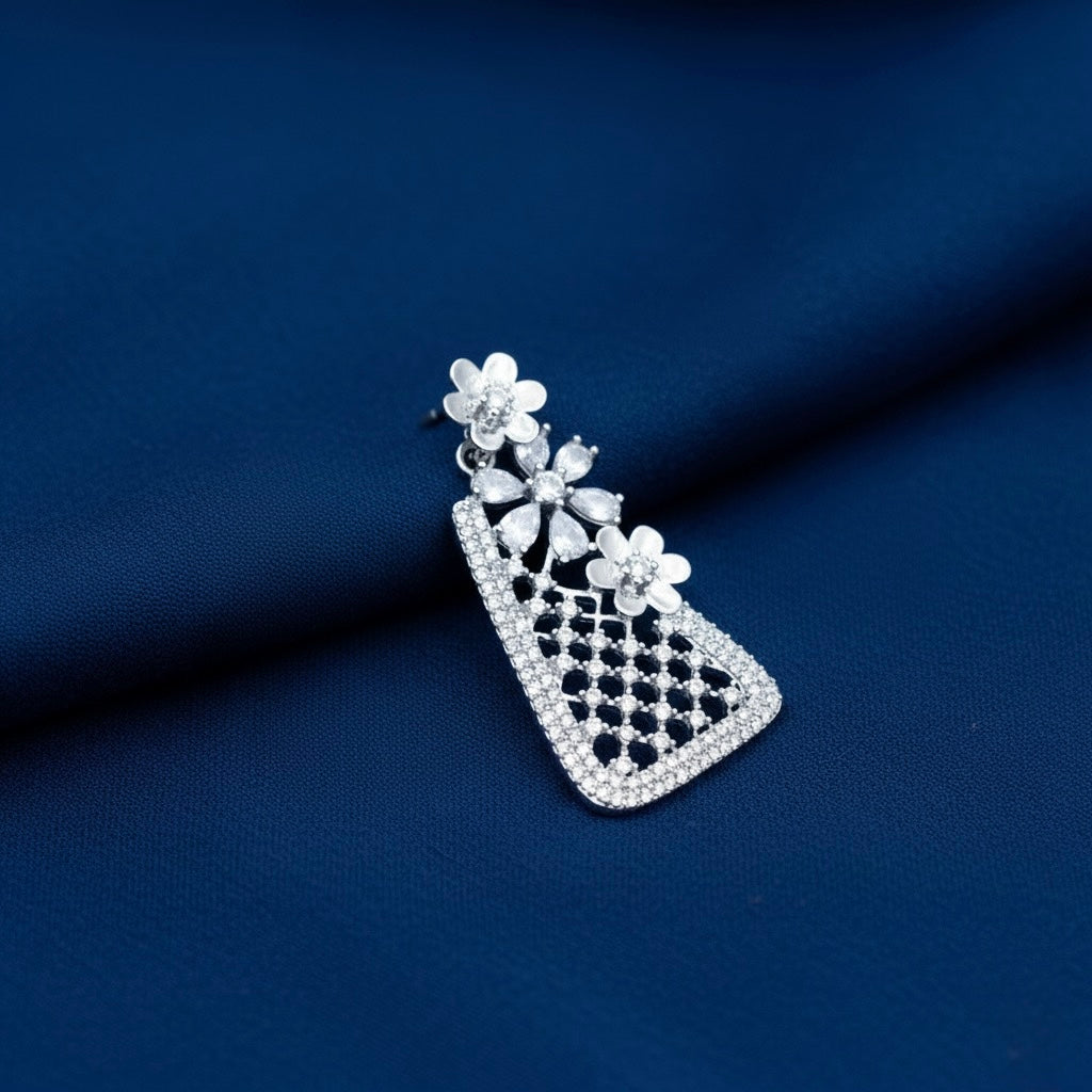 Honeycomb Bow Silver Pendant Set