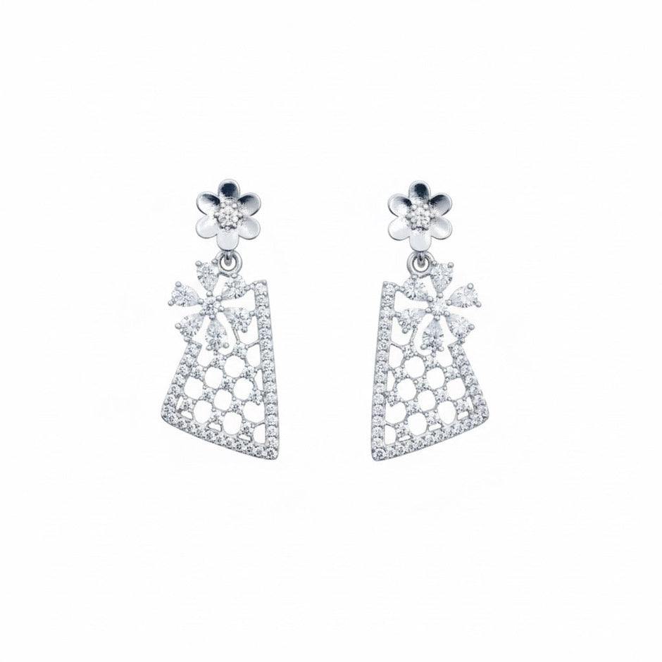 Honeycomb Bow Silver Pendant Set