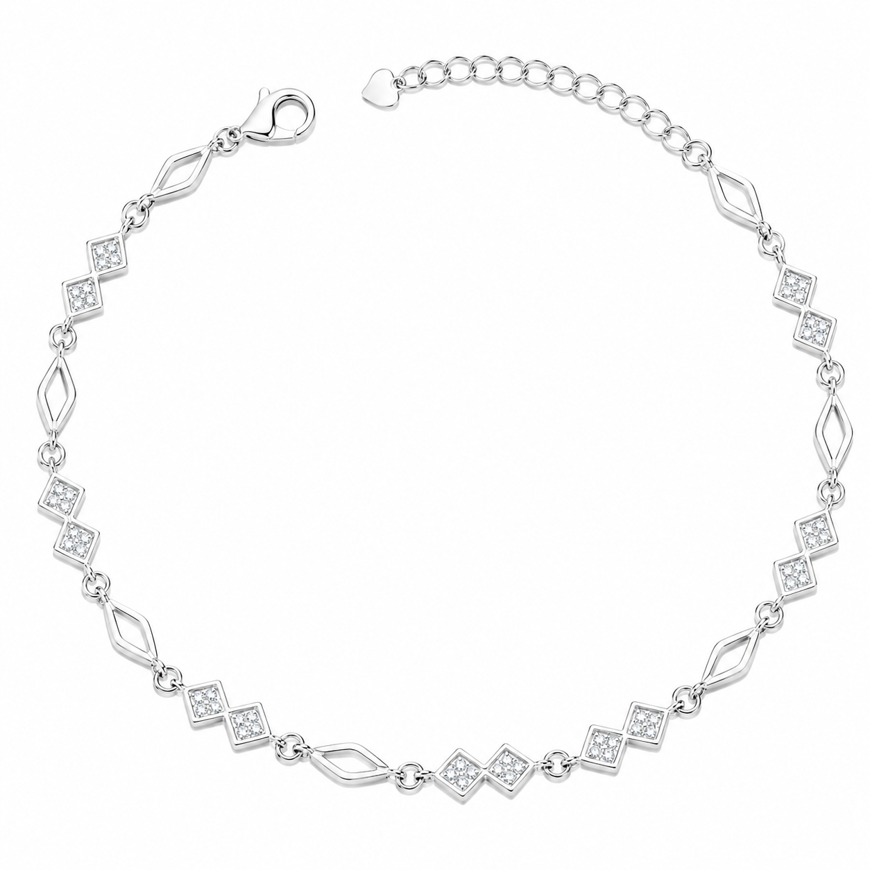 Geometric Glitz 925 Silver Anklet