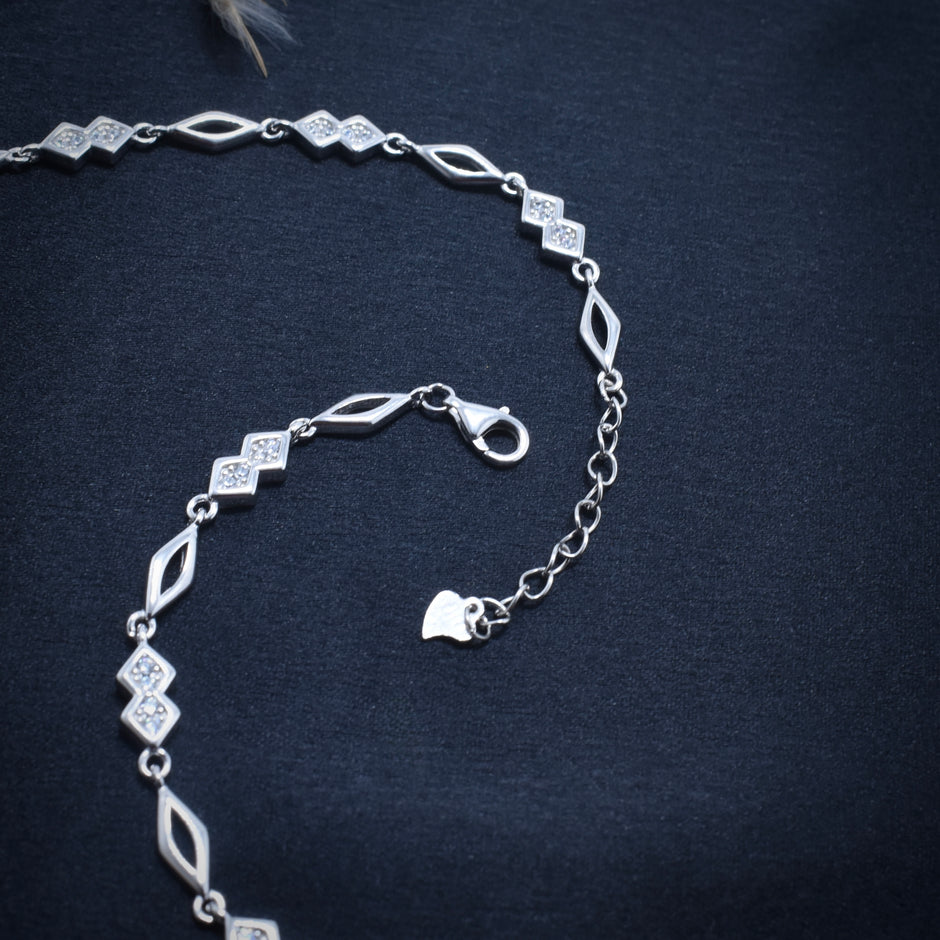 Geometric Glitz 925 Silver Anklet